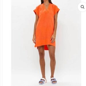 Oliphant V-Neck Roll Sleeve Mini Dress Orange M